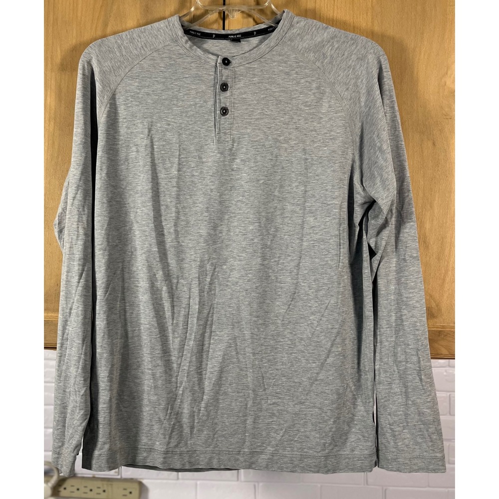 Public Rec Henley Mens Large Gray Go-To Long Sleeve Raglan Shirt